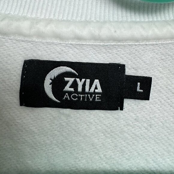 EUC - Zyia Active White Crew Neck Sweatshirt with logo - Size L - Picture 4 of 6